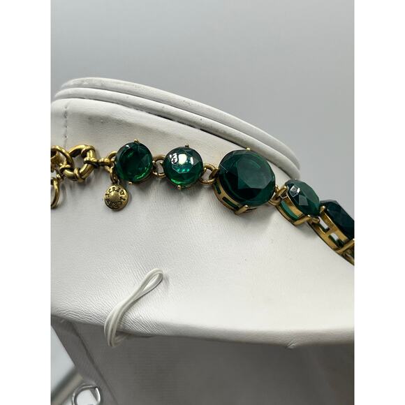 J. Crew Green Bauble Glass Resin Flower Cluster Bib Runway Gold Ox Necklace - Picture 11 of 14